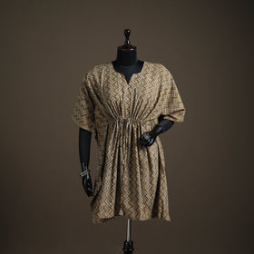 Akola Hand Block Print Natural Dyed Cotton Kaftan (Medium) 179