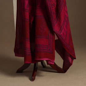 Pink Natural Dyed Cotton Block Print Bagh Dupatta