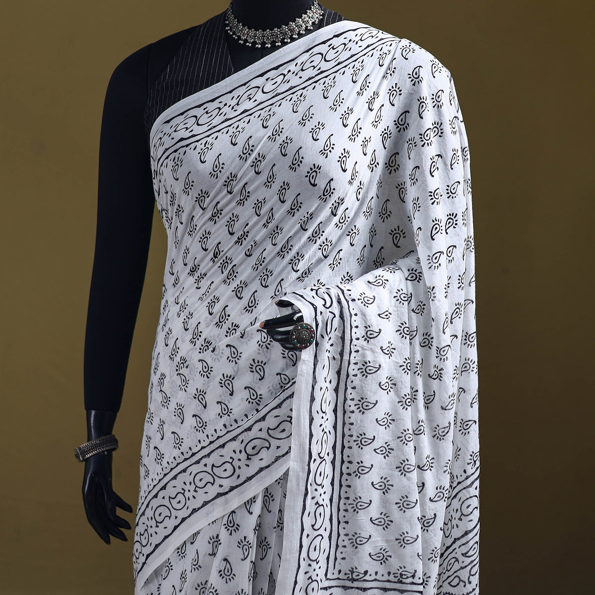 Sanganeri Hand Block Print Pure Mul Cotton Ready To Wear Saree 58