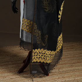 Kota Doria Cotton Barmer Applique Work Dupatta with Zari Border 08