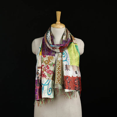 Bengal Kantha Handwork Patchwork Reversible Silk Stole 202
