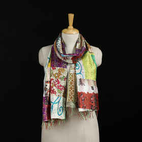 Bengal Kantha Handwork Patchwork Reversible Silk Stole 202