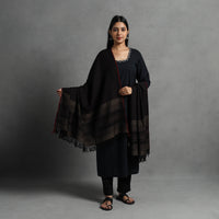 Black - Kumaun Handwoven Pure Merino Wool Shawl for Women 68