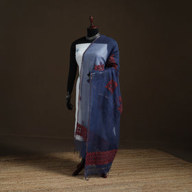 Kota Doria Cotton Barmer Applique Work Dupatta with Zari Border 09