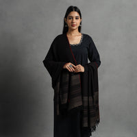 Black - Kumaun Handwoven Pure Merino Wool Shawl for Women 68