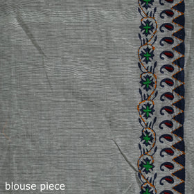 Gray - Bengal Kantha Hand Embroidery Silk Cotton Chapa Work Saree 91