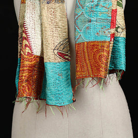 Bengal Kantha Handwork Patchwork Reversible Silk Stole 203