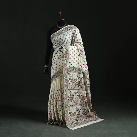 Bengal Kantha Hand Embroidery Silk Cotton Chapa Work Saree 92