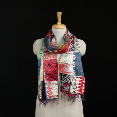 Bengal Kantha Handwork Patchwork Reversible Silk Stole 205