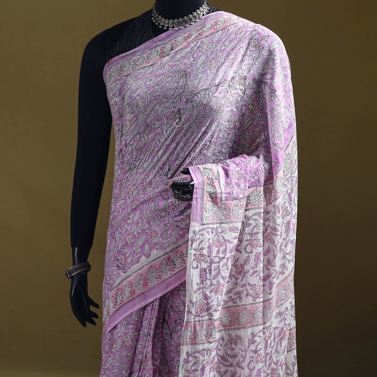 Sanganeri Hand Block Print Pure Mul Cotton Ready To Wear Saree 57