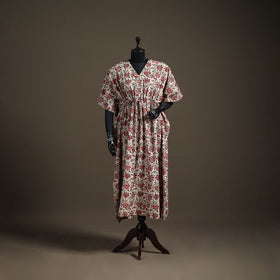 Kalamkari Hand Block Print Natural Dyed Cotton Long Kaftan 182