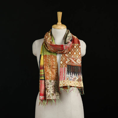 Bengal Kantha Handwork Patchwork Reversible Silk Stole 208