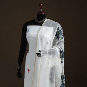 Kota Doria Cotton Barmer Applique Work Dupatta with Zari Border 11
