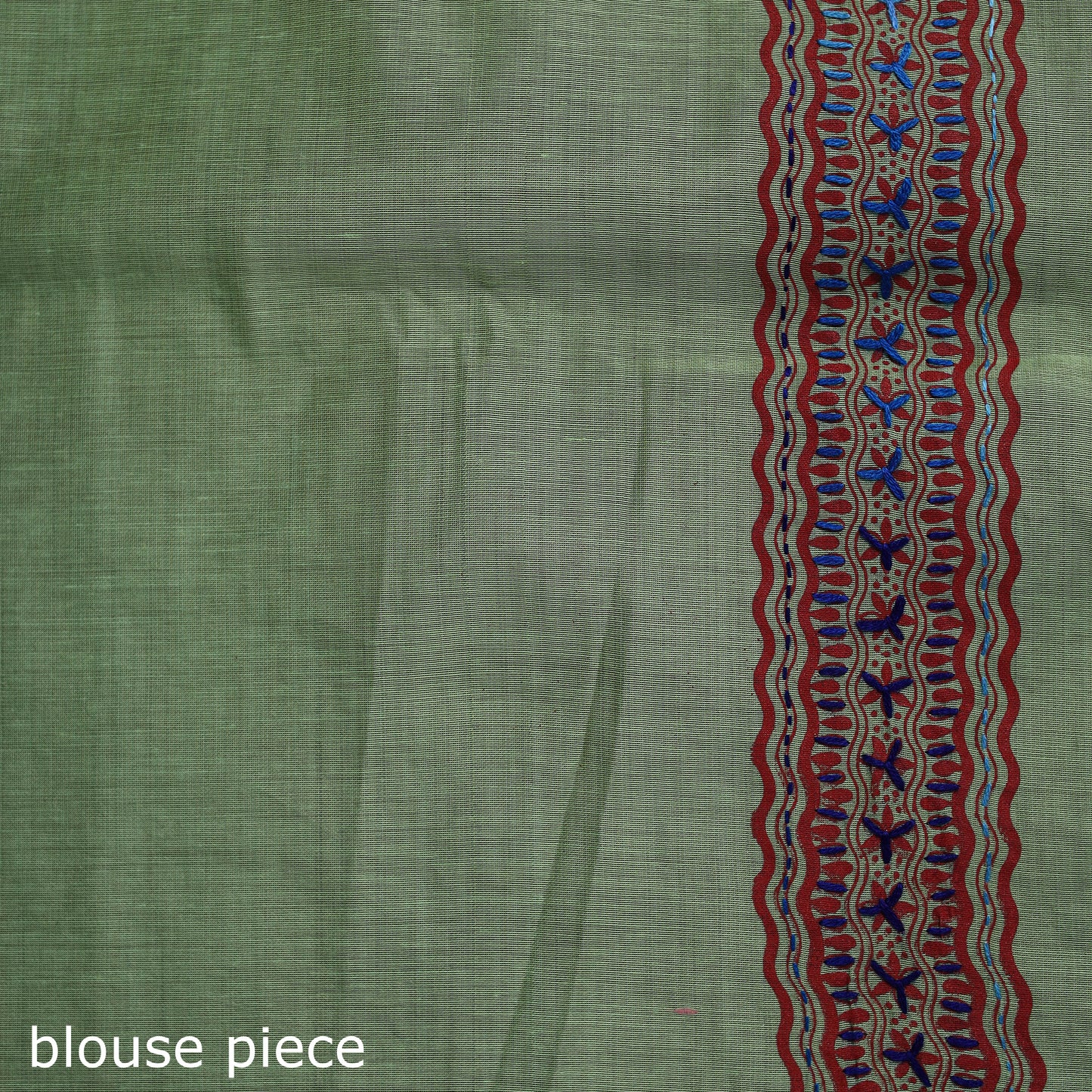 Green - Bengal Kantha Hand Embroidery Silk Cotton Chapa Work Saree 93