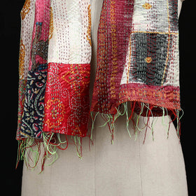 Bengal Kantha Handwork Patchwork Reversible Silk Stole 210