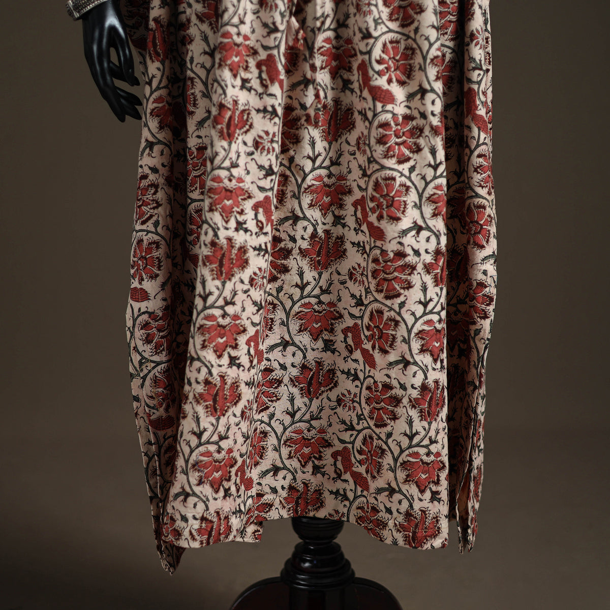 Kalamkari Hand Block Print Natural Dyed Cotton Long Kaftan 182