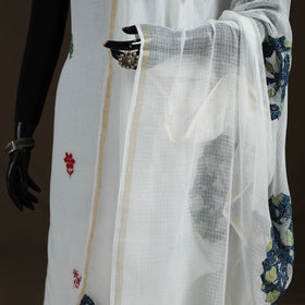Kota Doria Cotton Barmer Applique Work Dupatta with Zari Border 11