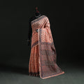 Peach - Bengal Kantha Hand Embroidery Silk Cotton Chapa Work Saree 94