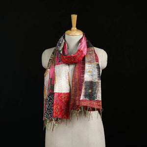Bengal Kantha Handwork Patchwork Reversible Silk Stole 210