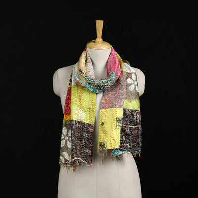 Bengal Kantha Handwork Patchwork Reversible Silk Stole 211