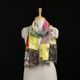 Bengal Kantha Handwork Patchwork Reversible Silk Stole 211