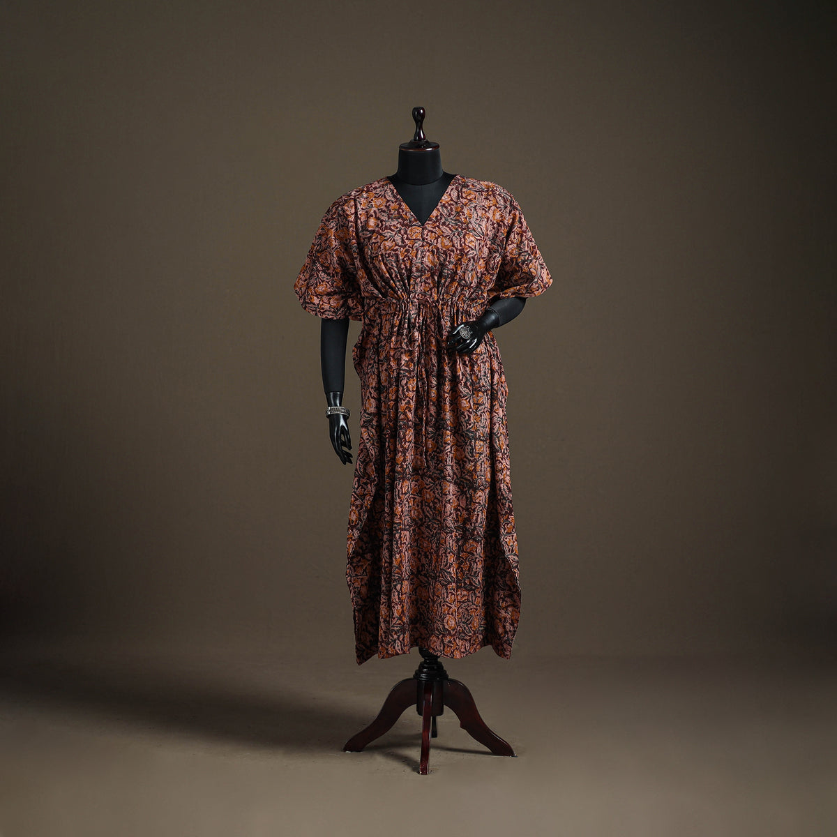 Kalamkari Hand Block Print Natural Dyed Cotton Long Kaftan 183