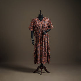Kalamkari Hand Block Print Natural Dyed Cotton Long Kaftan 183