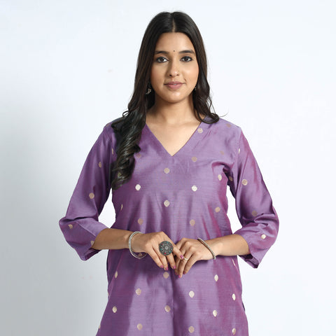 Polka Zari Buti Spun Dupion Silk Kurta