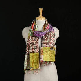 Bengal Kantha Handwork Patchwork Reversible Silk Stole 212