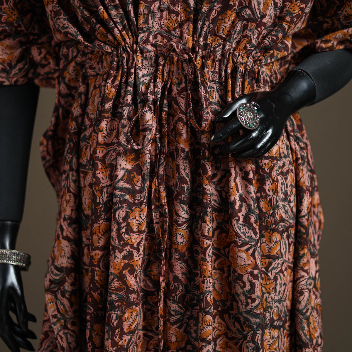 Kalamkari Hand Block Print Natural Dyed Cotton Long Kaftan 183