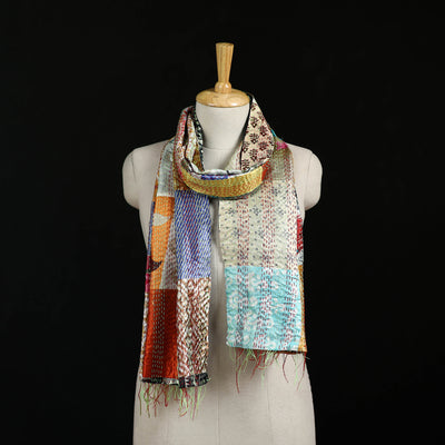 Bengal Kantha Handwork Patchwork Reversible Silk Stole 213