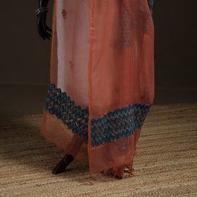 Kota Doria Cotton Barmer Applique Work Dupatta with Zari Border 12