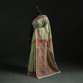Bengal Kantha Hand Embroidery Silk Cotton Chapa Work Saree 95