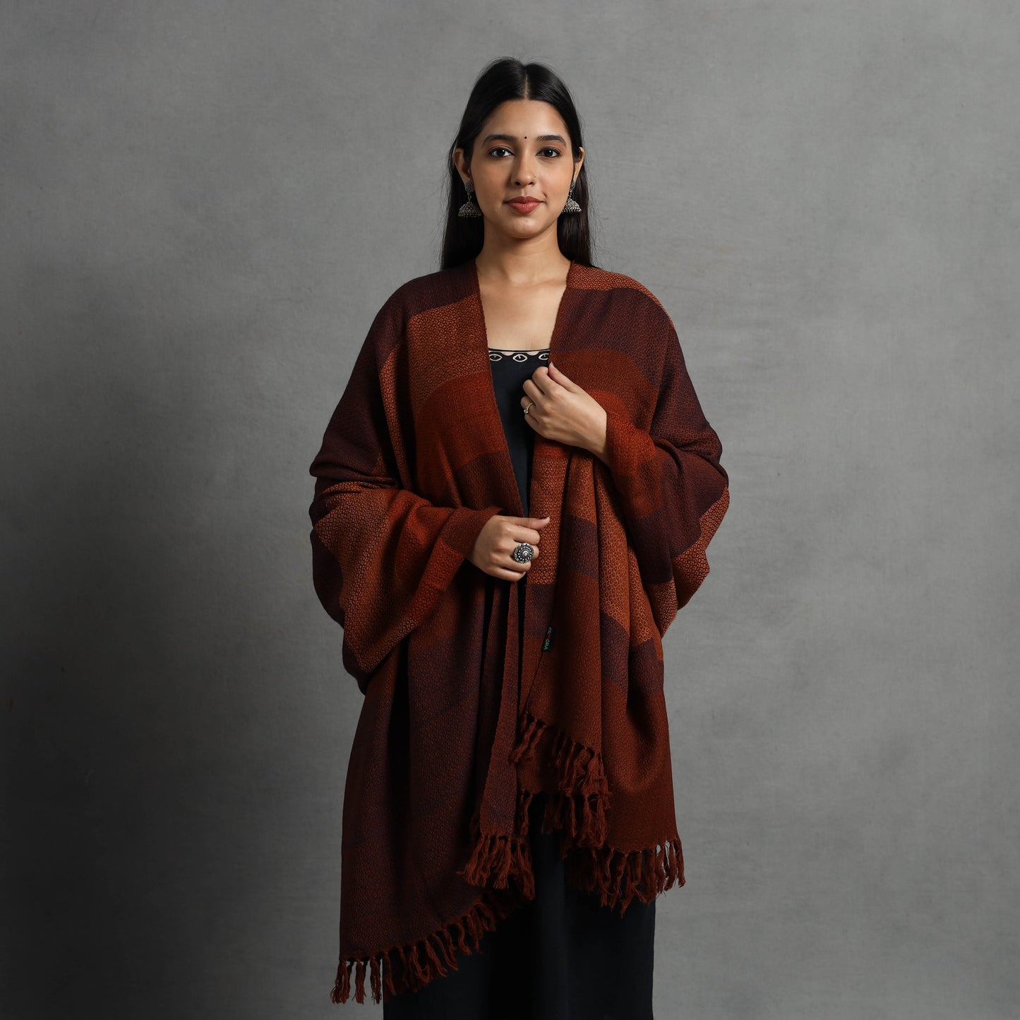 Maroon - Kumaun Handwoven Pure Merino Wool Shawl for Women 70