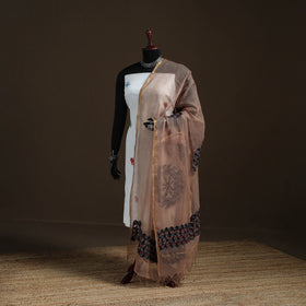 Kota Doria Cotton Barmer Applique Work Dupatta with Zari Border 13