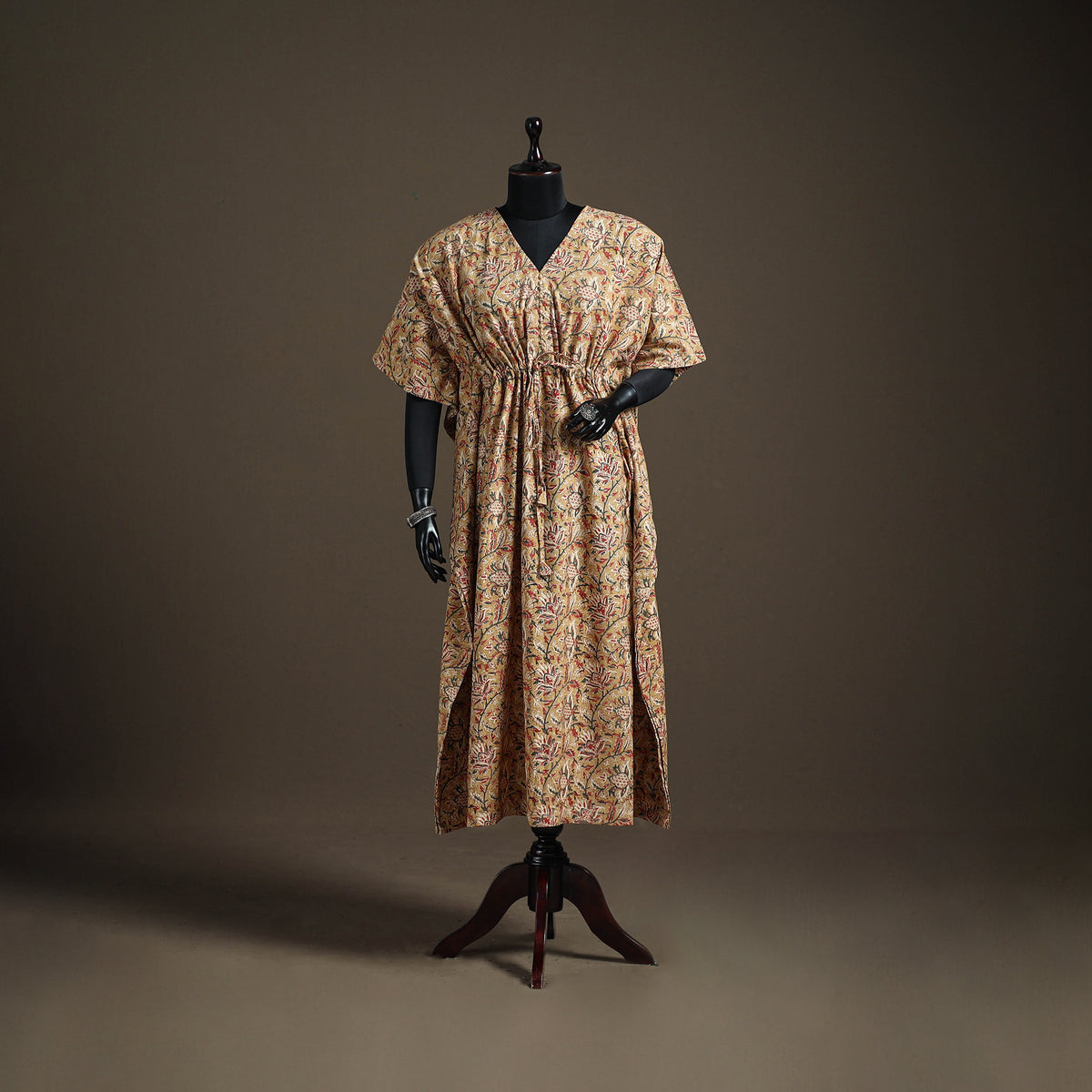 Kalamkari Hand Block Print Natural Dyed Cotton Long Kaftan 184