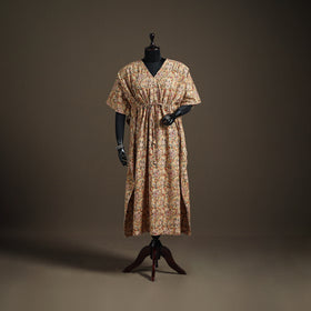 Kalamkari Hand Block Print Natural Dyed Cotton Long Kaftan 184