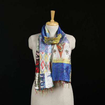 Bengal Kantha Handwork Patchwork Reversible Silk Stole 214