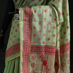 Bengal Kantha Hand Embroidery Silk Cotton Chapa Work Saree 95