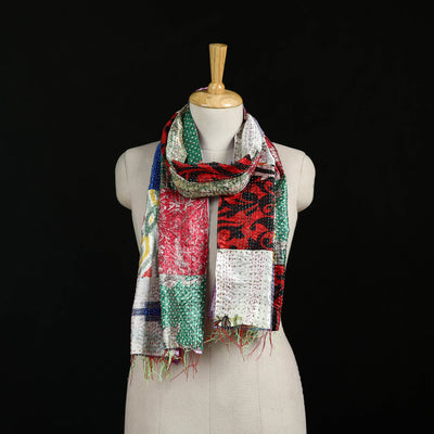 Bengal Kantha Handwork Patchwork Reversible Silk Stole 215