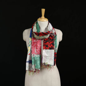 Bengal Kantha Handwork Patchwork Reversible Silk Stole 215