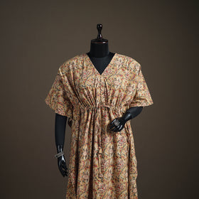 Kalamkari Hand Block Print Natural Dyed Cotton Long Kaftan 184