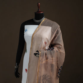 Kota Doria Cotton Barmer Applique Work Dupatta with Zari Border 13