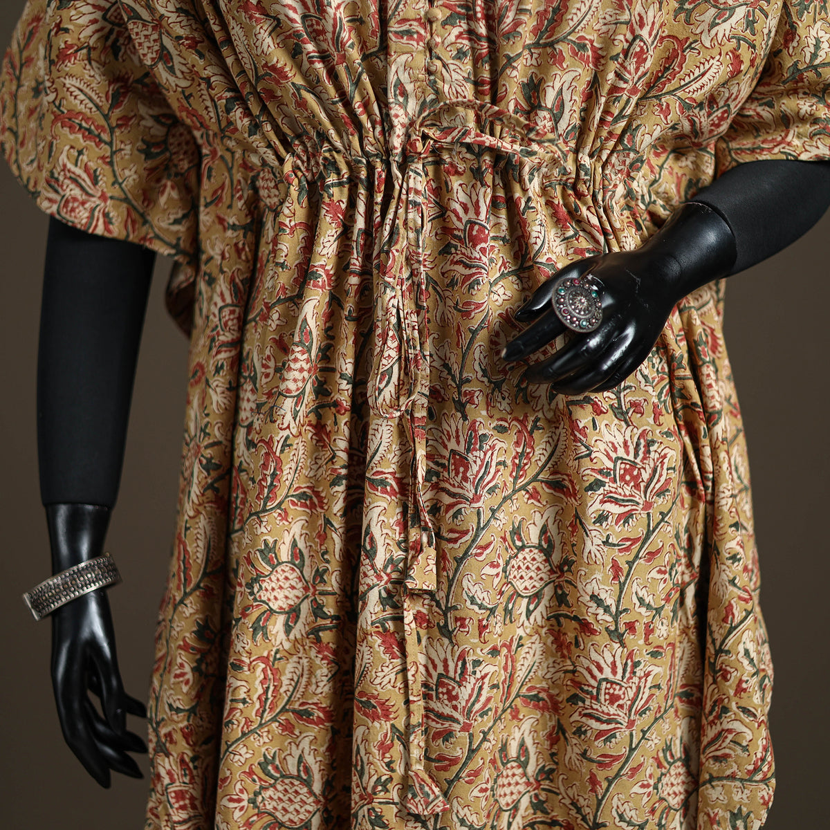 Kalamkari Hand Block Print Natural Dyed Cotton Long Kaftan 184