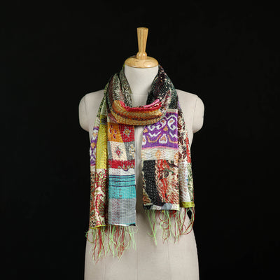 Bengal Kantha Handwork Patchwork Reversible Silk Stole 216