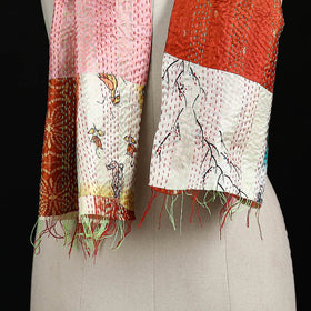Bengal Kantha Handwork Patchwork Reversible Silk Stole 217