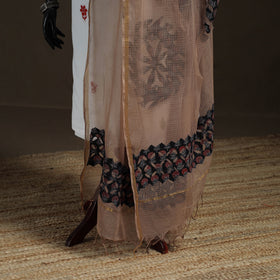 Kota Doria Cotton Barmer Applique Work Dupatta with Zari Border 13