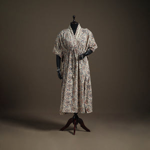 Kalamkari Hand Block Print Natural Dyed Cotton Long Kaftan 185