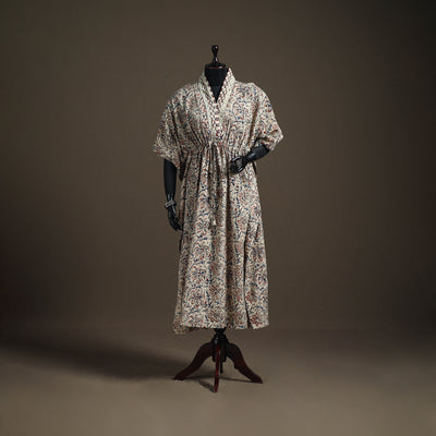 Kalamkari Hand Block Print Natural Dyed Cotton Long Kaftan 185