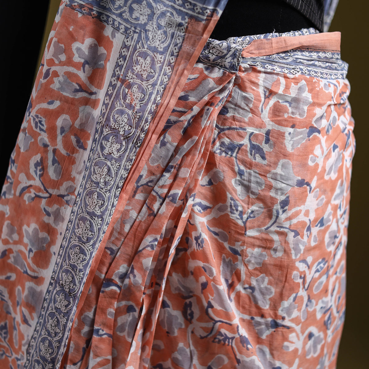 Sanganeri Hand Block Print Pure Mul Cotton Ready To Wear Saree 55